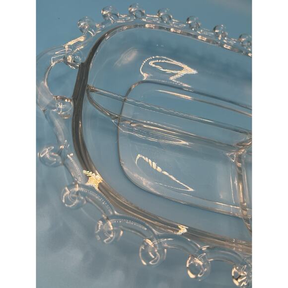Vintage Heisey Lariat Pattern 3 Part Divided Crystal Glass Relish Celery Dish - Picture 2 of 9